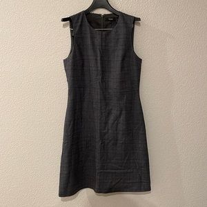 Theory grey blue plaid shift dress